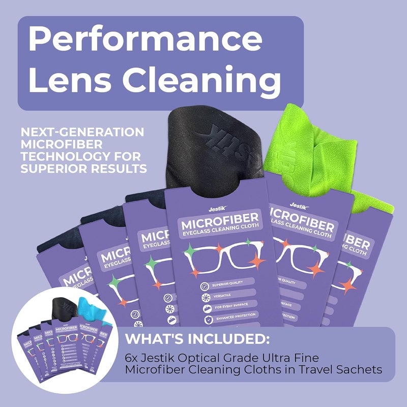 Jestik Microfiber Cleaning Cloth - Japanese Lens Wipes for Eyeglasses, Camera Lenses, Screens & More - Versatile Glasses Cleaner Cloths, Lint-Free, Washable (Black/Purple - Pack of 6) - Image 4